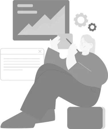 Female Developer doing Website Design  Illustration