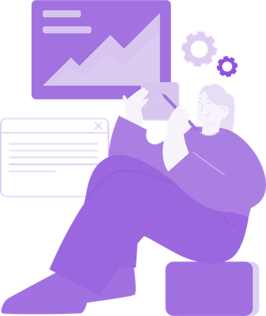 Female Developer doing Website Design  Illustration