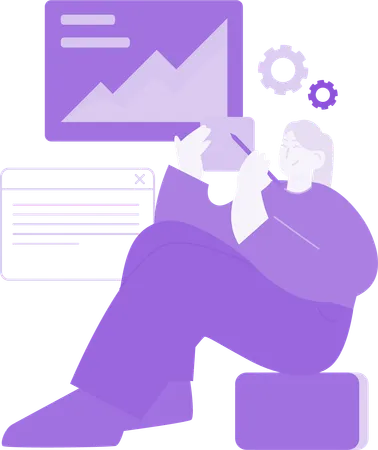 Female Developer doing Website Design  Illustration