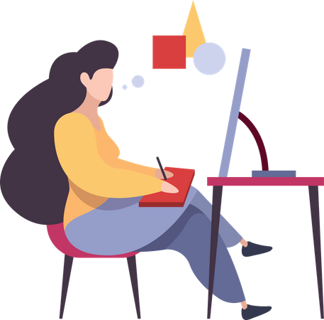 Female developer working  Illustration