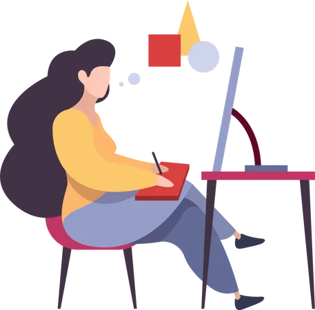 Female developer working  Illustration