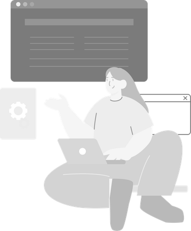Female developer Working On Development  Illustration