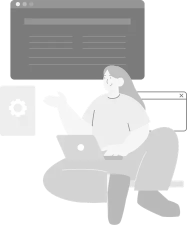 Female developer Working On Development  Illustration