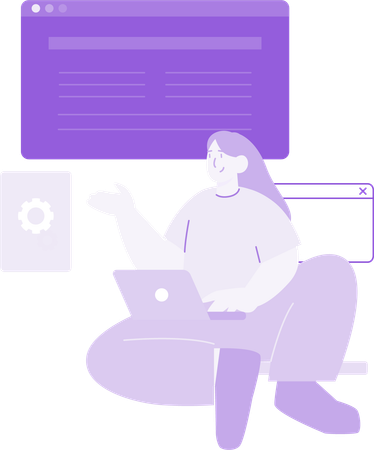 Female developer Working On Development  Illustration