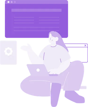 Female developer Working On Development  Illustration