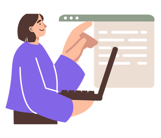 Female Developer working on laptop  Illustration