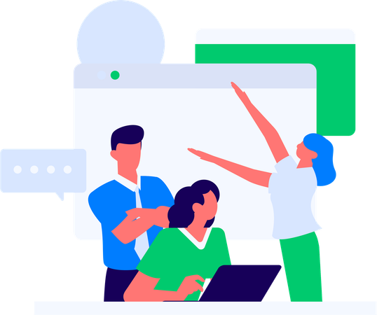 Female developer working on laptop  Illustration