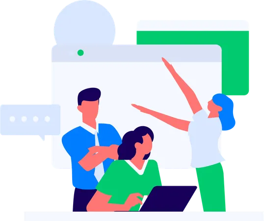 Female developer working on laptop  Illustration