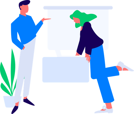 Female developer working on laptop  Illustration