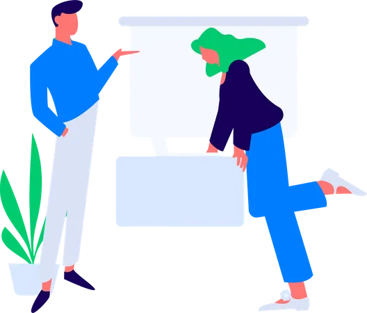 Female developer working on laptop  Illustration