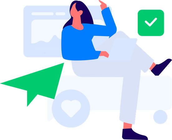 Female developer working on laptop  Illustration