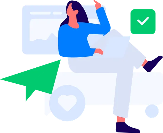 Female developer working on laptop  Illustration