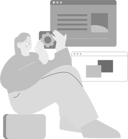 Female developer working on Web Development  Illustration