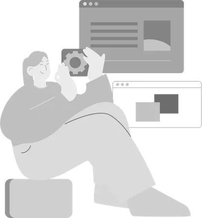 Female developer working on Web Development  Illustration