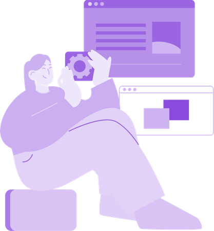 Female developer working on Web Development  Illustration
