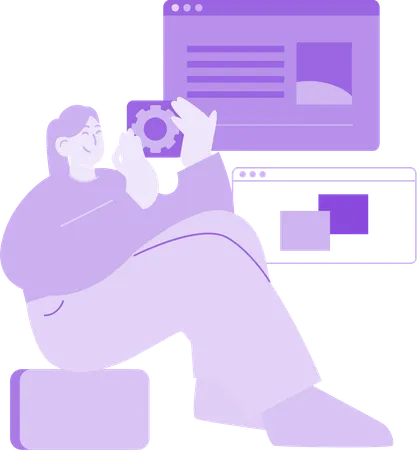 Female developer working on Web Development  Illustration