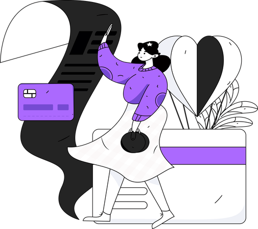 Female Ding Card Payment  Illustration