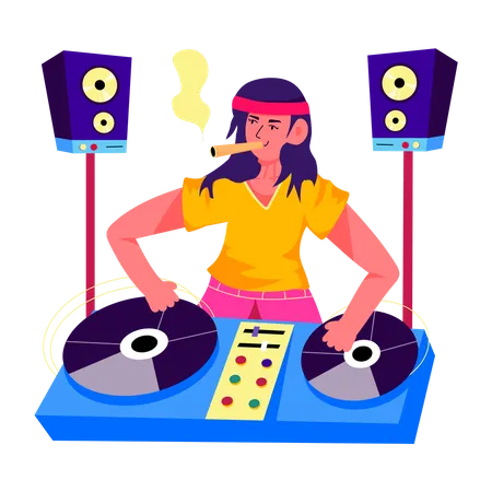 Female DJ  Illustration