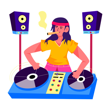 Female DJ  Illustration