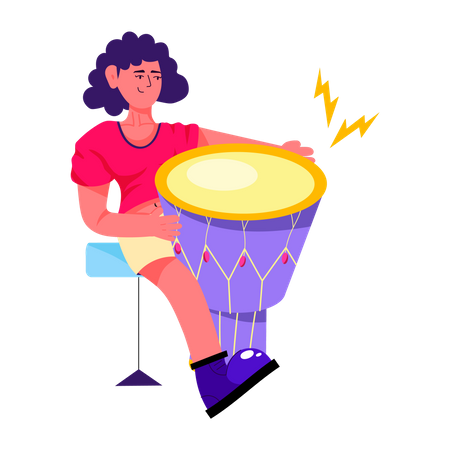 Female Djembe Player  Illustration