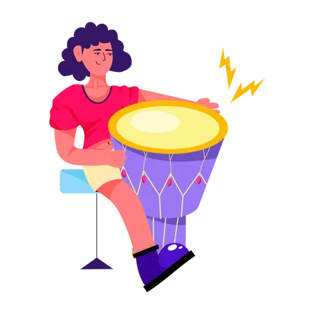 Female Djembe Player  Illustration