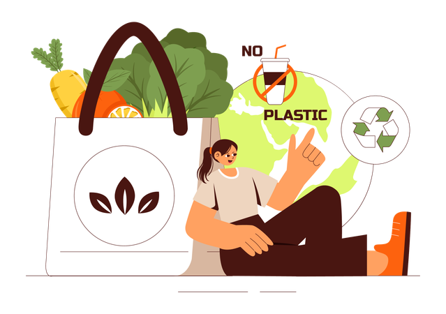 Female Do Not Use Plastic Product  Illustration