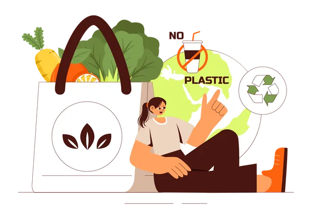 Female Do Not Use Plastic Product  Illustration