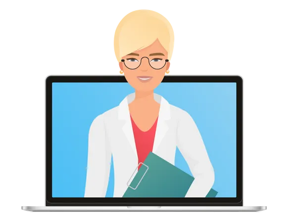 Female doctor available for online consultation  Illustration