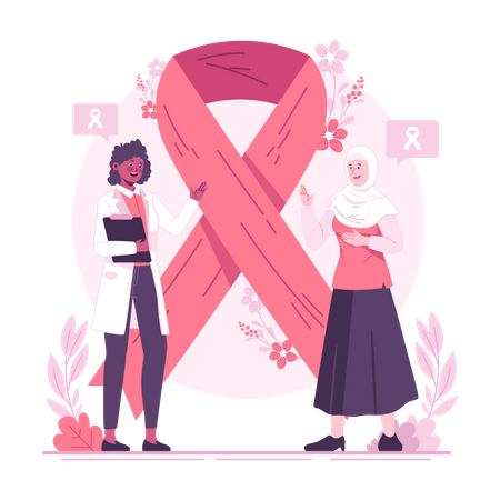 Female doctor awaring about breast cancer  Illustration