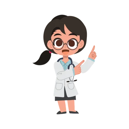 Female doctor cartoon giving medical advice with pointing gesture  Illustration