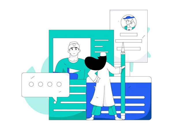 Female doctor check patient report  Illustration