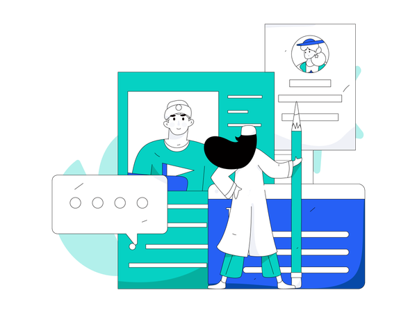 Female doctor check patient report  Illustration