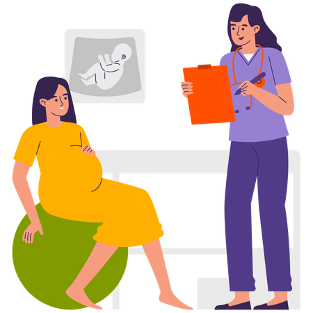 Female Doctor Check Pregnancy Report  Illustration