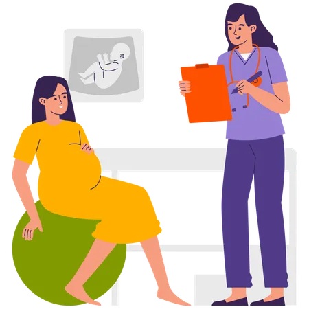 Female Doctor Check Pregnancy Report  Illustration