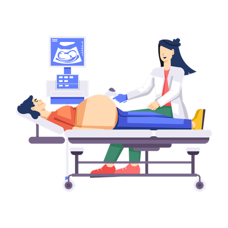 Female Doctor Check Pregnant lady  Illustration