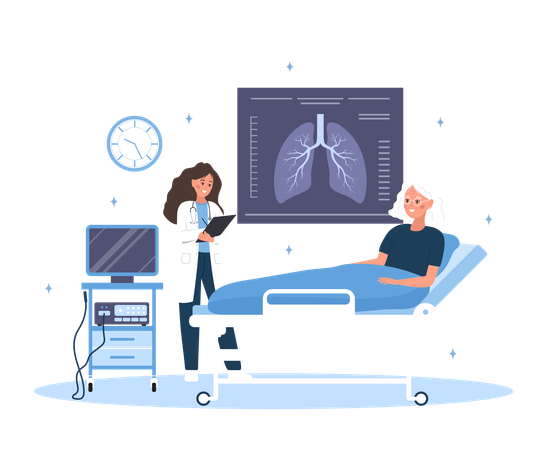 Female Doctor Check X Ray Scanning  Illustration