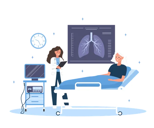 Female Doctor Check X Ray Scanning  Illustration