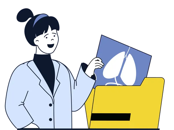 Female Doctor Check Xray  Illustration