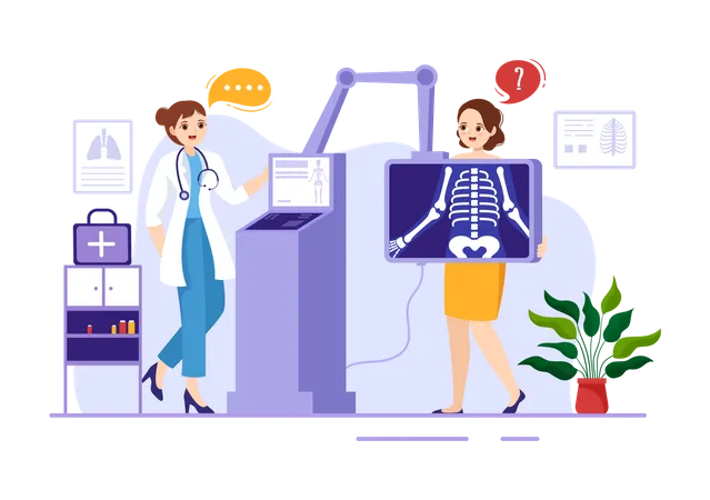 Female doctor checking bone report  Illustration