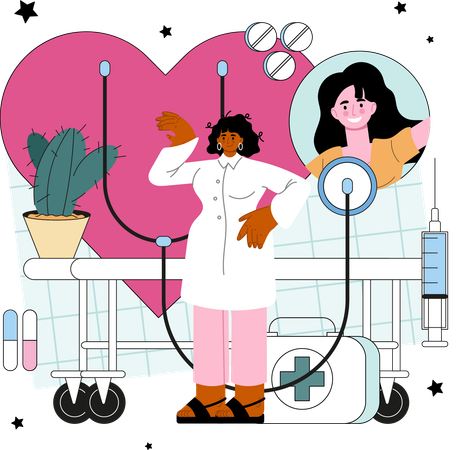 Female doctor checking heart  Illustration