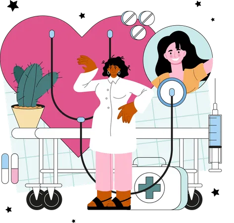 Female doctor checking heart  Illustration