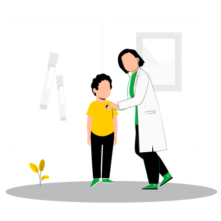 Female doctor checking heartbeat using stethoscope  Illustration