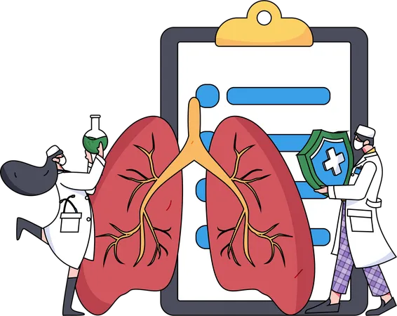 Female doctor checking lung report  Illustration