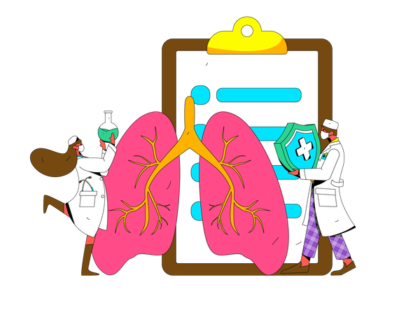 Female doctor checking lung report  Illustration