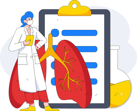 Female doctor checking lungs report  Illustration
