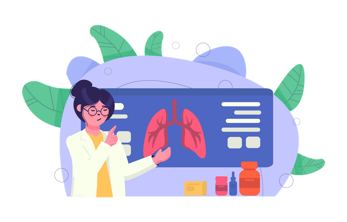 Female doctor checking lungs report  Illustration