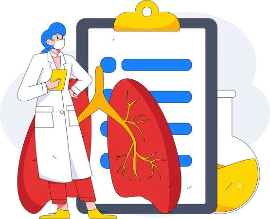 Female doctor checking lungs report  Illustration