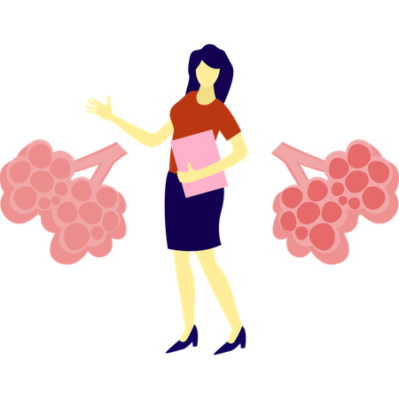 Female Doctor checking lungs sputum on pulmonology  Illustration