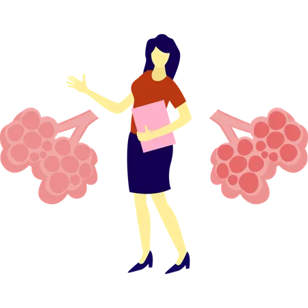 Female Doctor checking lungs sputum on pulmonology  Illustration