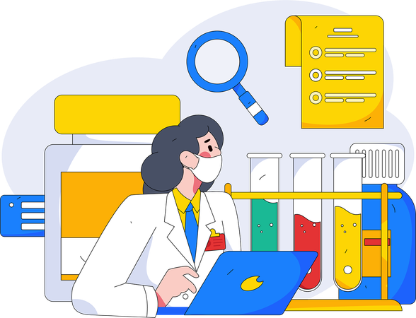 Female doctor checking medical report  Illustration